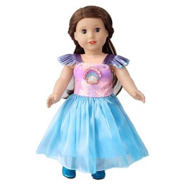 NIXNUT Doll Clothes Long Gauzy Dress Princess Summer Clothing for American Girl Doll 18-inch with Sequins Shell Pattern