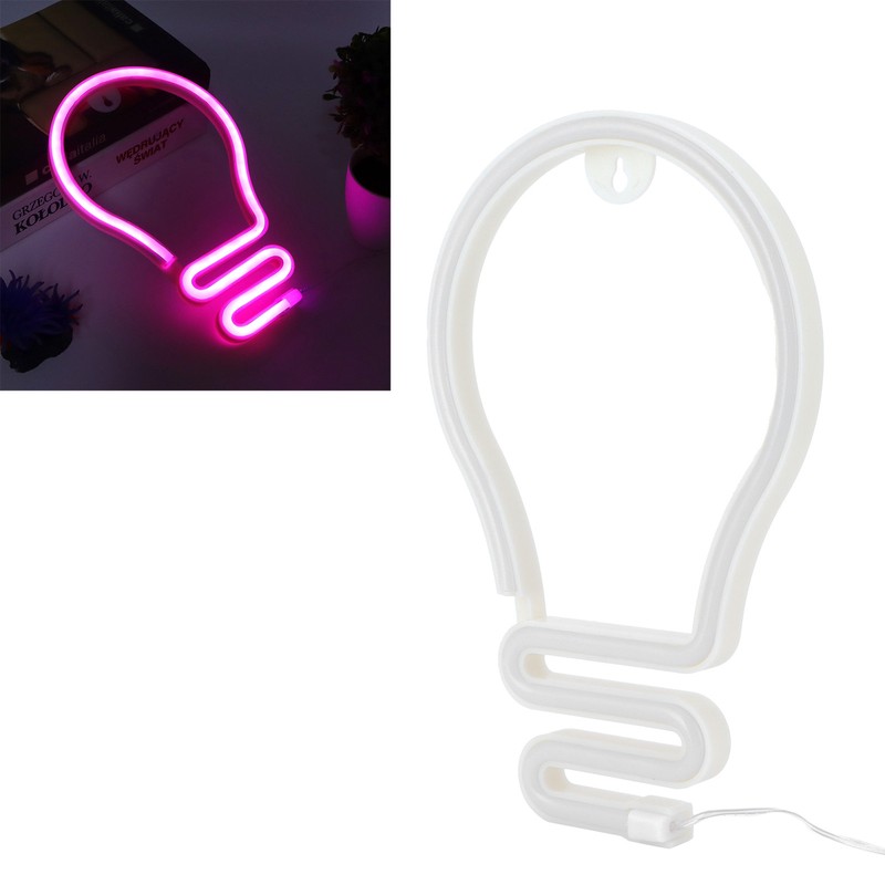 Bulb Shape Neon Light LED Sign for Wall Decor Party