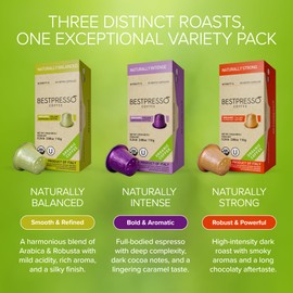 Organic USDA Bestpresso Coffee Aluminum Espresso Pods For Nespresso Original Machine 120 Pack (Variety Pack)