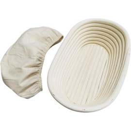 I-LAN 10Inch Oval Bread Dough Proofing Rising Cane Basket with Liner-Rising Cane Bread Bowl Rattan Bread Proofing Basket for Sourdough,10"x6"x3.15"