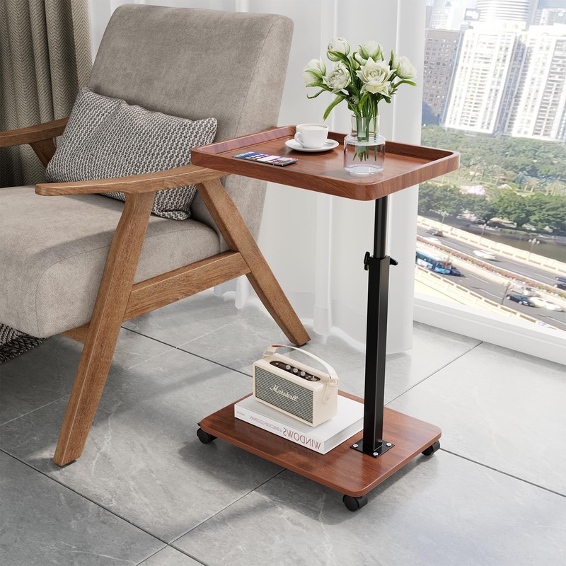 XNSDXV C Table End Table Adjustable Height, 360°Swivel TV Tray