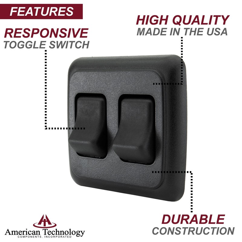 American Technology Components Double SPST On-Off Switch with Bezel, 12-Volt,