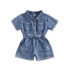 Edhomenn Summer Toddler Baby Girl Jumpsuit Short Sleeves Turn Down