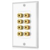 Banana Binding Post Two-Piece Coupler Inset Wall Plate for 4