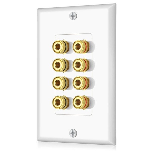 Banana Binding Post Two-Piece Coupler Inset Wall Plate for 4