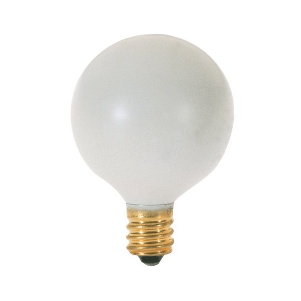 Satco S3830 120V Pear Candelabra Base 10-Watt G12.5 Light Bulb, White