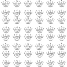 Small Crown Brooch pins for women fashion Rhinestone Gold Silver Crown Brooch for men (48PCS silver)