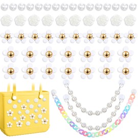 JOUTYFOR 53PCS Flower Charms for Bag Accessories, Decoration Accessories for Bag Original All Models, Charms Compatible with Totes,