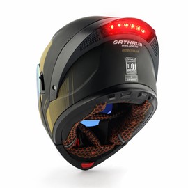 Orthrus Modular LED Full Face Motorcycle Helmet - DOT Approved Flip-Up Dual Visor Sun Shield & Bluetooth Ready for Adults Men Women - Street Bike/Motocross (Dobermann Gold, XL)