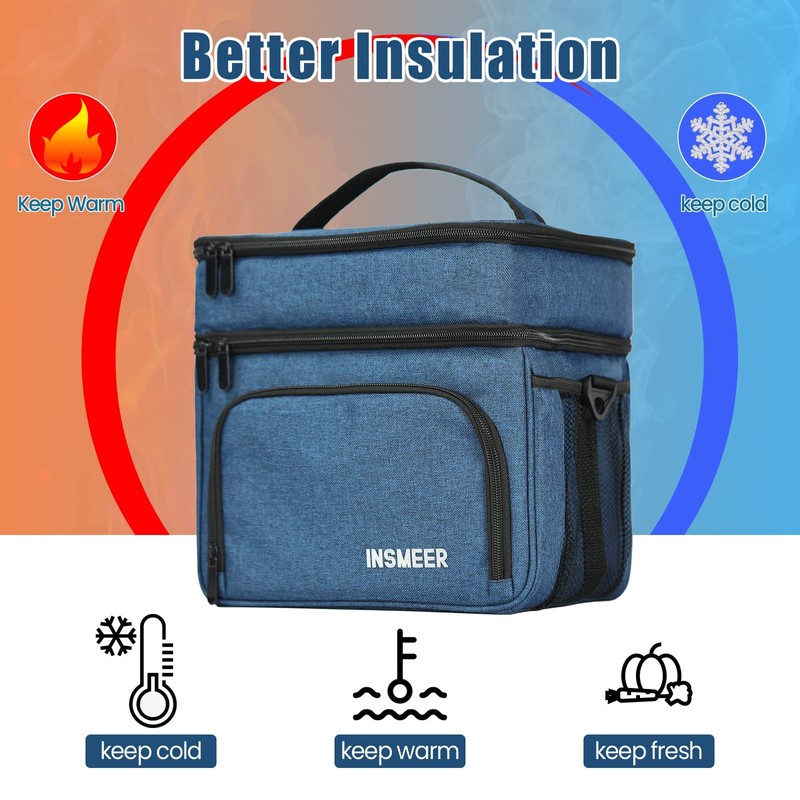 INSMEER 16L Lunch Bag, 2 Decks Lunch Box for Work