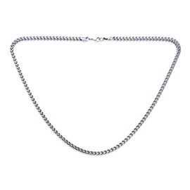 Bling Jewelry Unisex Classic Strong 3-5 mm Twisted Cable Wheat Foxtail Rope Necklace for Men - Black Silver Gold-Plated Stainless Steel - 18 20 24 30 Inches, Stainless Steel, No Gemstone