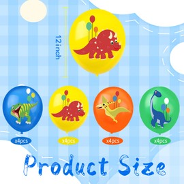 Pack of 16 Dinosaur Balloons, Dinosaur Balloons, Latex Balloons, Dinosaur Birthday Decoration, Balloons Dinosaur for Boys Girls Birthday Decorations