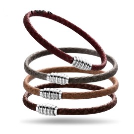 Unbranded Fashionable Trendy Soft Supple Leather Patterned Bracelet Magnetic Closure - Brown