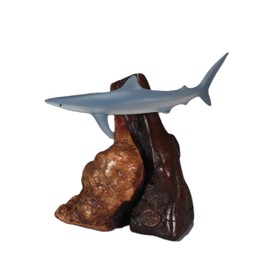 Blue Shark by John Perry 6in Long Sculpture Airbrushed on Polished burlwood Base. Signed