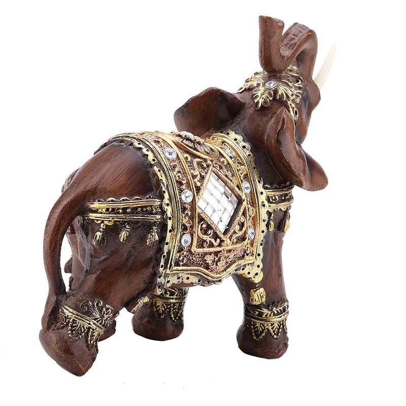 Lucky Feng Shui Wood Grain Elephant Statue Sculpture Wealth Figurine