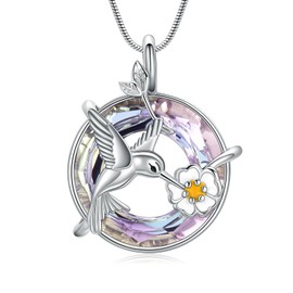 Hummingbird Crystal Urn Necklace for Women Ashes Stainless Steel Bird Pendant Cremation Ashes Necklace for Human Pets