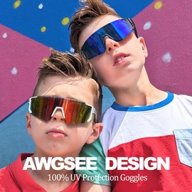 AWGSEE 3 Pack Kids Baseball Sunglasses Youth Sports Football Softball Sunglasses for Girls Boys UV400 Protection