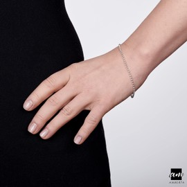 Amberta 925 Sterling Silver 2 mm Ball Chain Bracelet Length 7.5" inch / 19 cm (7.5)