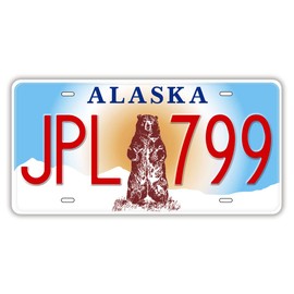 Panguru Replica License Plate of US States, Embossed Novelty Metal Number Tags, Prop Car Registration Plates, 12x6 Inches (Alaska)