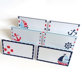 Nautical Place Tent Cards by Adore By Nat - Wedding Baby Shower Birthday Party Food Label or Sign - Set of 12