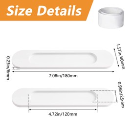MOROBOR 18CM Self-Stick Oval Sliding Door Pulls, 2pcs Warm White Aluminum Alloy Flush Pull Punch-Free Handle for Sliding Barn Door Windows Cabinets