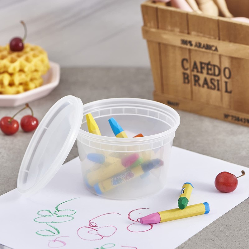 Jaluxing 16 oz. Plastic Deli Containers With Lids, 48 Sets