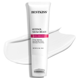 Bestkiss Neck Cream for Tightening and Firming: Anti Aging Anti Wrinkles Reduces Neck Lines Fine Lines with Roller Applicator - Retinol Niacinamide Hyaluronic Acid Cruelty Free Paraben Free 50g