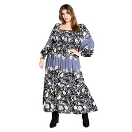 City Chic Women's Plus Size Maxi Sadie Dress, Blue Floral, 18