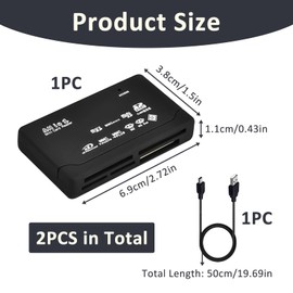 USB 2.0 Card Reader 6 in 1 Multiple Adapter for CF, SD, TF, MS, SDHC, MiniSD, SDXC, Card Reader with Transfer Speed up to 480Mbps, Compatible with Windows and Mac
