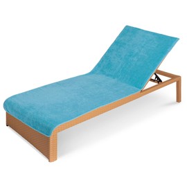 Jemidi Terry Cloth Protective Cover for Sun Loungers and Garden Recliners - 75 x 200 cm, turquoise