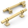 Amerdeco 10 Pack Brushed Gold Cabinet Pulls 3.75 Inch(96mm) Hole