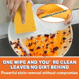 7 Pack Biodegradable Cellulose Pop Up Sponges | Compostable Kitchen Sponges Pack | Gentle Non-Scratch Cleaning for Dishes, Kitchen & Bathroom Surfaces - Yellow