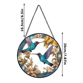 Xuoxeji Hummingbird Suncatchers for Windows Hanging, 7.87in Hummingbird Gifts for Women, Stained Glass Birds Sun Catchers Indoor Window (Hummingbird)