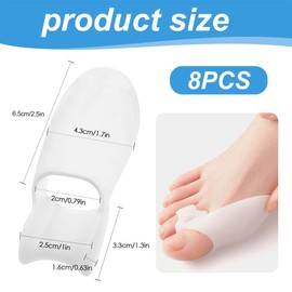 JUGUTA 8 Stück Zehenspreizer Silikon, Hallux Valgus Transparent, Hallux Valgus Korrektur, Zehenspreizer Für Männer Und Frauen, Ballenschutz Für Großzehe, Toe Separator, Schmerzlinderung