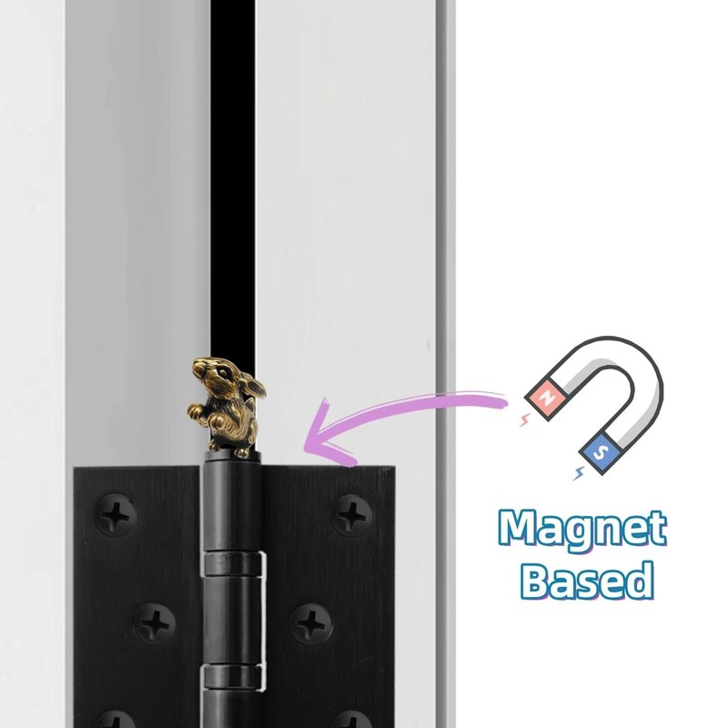 3PCS Brass Rabbit Hinge Heads Decorative Topper, Standing Rabbit Door