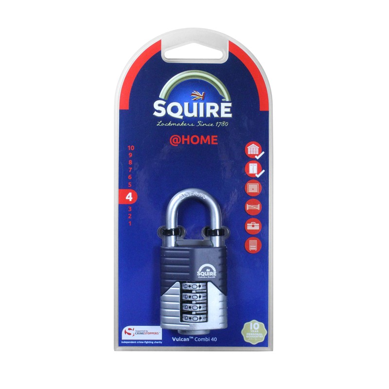 Henry Squire Vulcan 4 Wheel Open Shackle Combination Padlock, 40