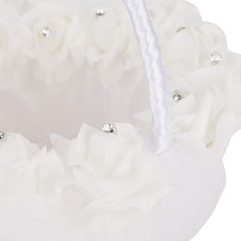 Lightweight Elegant Wedding Girl Flower Basket with White Satin Decorated Candy Basket