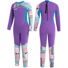 Gogokids Children's Wetsuits, Thermal Swimwear, Girls' One-Piece Swimsuits, 2.5 mm Neoprene Diving Suit, Rash Guard, Snorkel Suit, UV Protection 50+, L