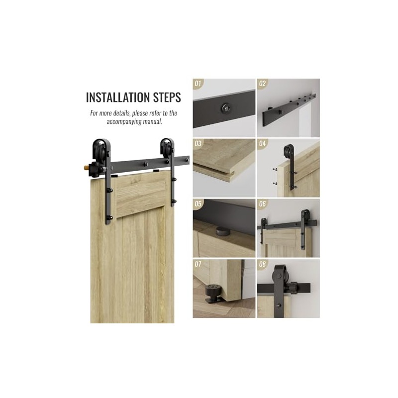 CCJH 6FT/72inch Sliding Barn Door Hardware Kit for Single Door