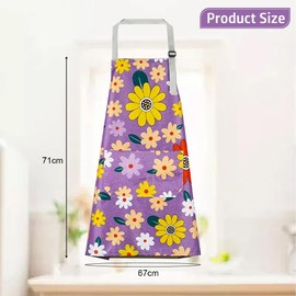 YWKJDDM Kitchen Aprons for Women, 3PCS Flower Aprons, Adjustable Floral Aprons, Waterproof Canvas Apron Chef Bakers Apron for Baking Cooking Gardening Restaurant
