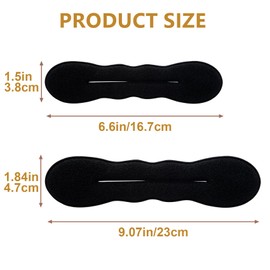 BEIQIYA 2pcs Sponge Hair Bun Maker for Women, Lazy Bun Shaper Curler Tool, Flexible Bun Updo Hair Accessories for Updos Ballet Buns French Twists- Black