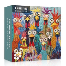 Colorful Chickens Puzzles for Adults 1000 Pieces, Happy Chicken Family Jigsaw Puzzles, Challenging Cute Animal Puzzle as Home Wall Art