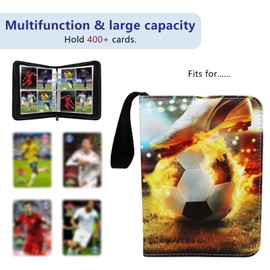 Football Card Binder 4 Pocket Fits 400 Cards with 50 Removable Sleevesves, Trading Card Binder Football Card Albums Sports Card Binder Football Card Binder Trading Card Albums (Football-J)