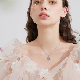 HUKKUN Horse Necklace Sterling Silver Horse Pendant Horseshoe Necklace Horse Jewelry Gifts for Women