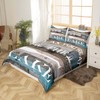 Homewish,Lake House Duvet Cover Set Rustic Size Blue Grey Retro