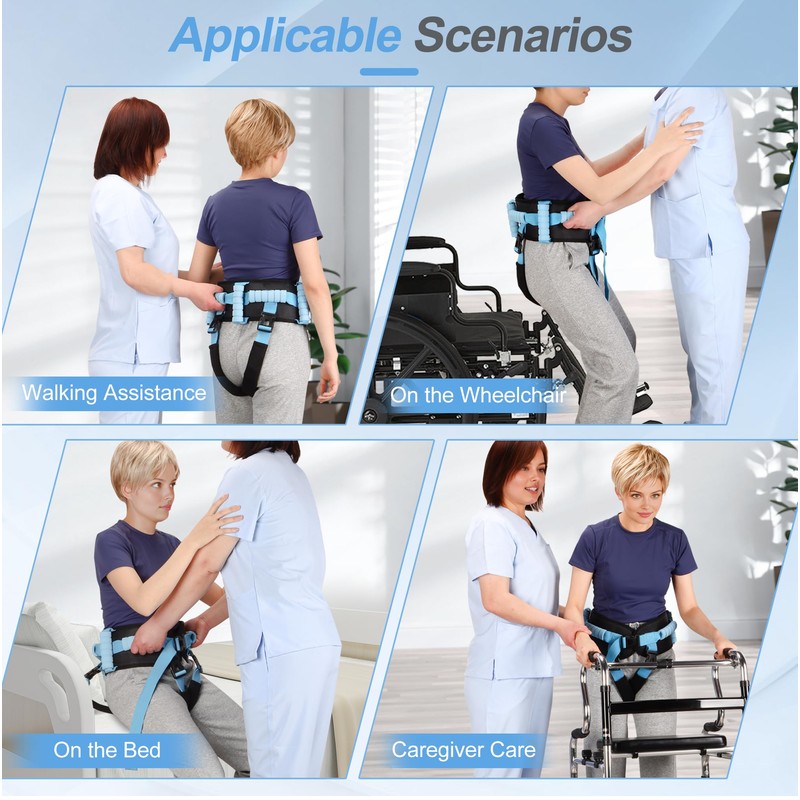 NIdreamCE Gait Belt Transfer Belts with 7 Handles and 2