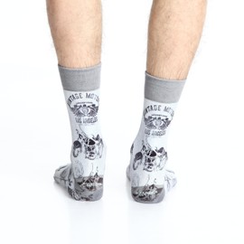 Wigglesteps Men's Calf Length Socks, Vintage Motors Grey