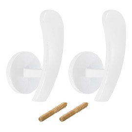 sourcing map 2Pcs Curtain Holdback, Aluminum Alloy Wall Mounted Drapery Tiebacks Holder Curtain Hooks for Living Room Bedroom Office (White)