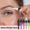 5Pcs Slant Tweezers with Grip Slanted Tip Eyebrow Tweezers for