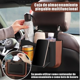 Bote de Basura Plegable para Automóvil, Cubo de Basura para Coche Impermeable, Cajita Organizadora para Auto con Portavasos, para Asiento Trasero y Puertas de Auto